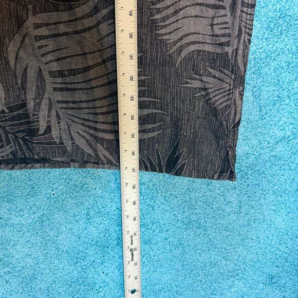 Tasso Elba Island Men's Hawaiian Shirt XL Gray Palm Tree Print Silk Linen Blend - Picture 4 of 14